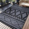 Homaxy Outdoor Teppich Wetterfest, Kunststoff Stroh Faltbar Waschbar UV-beständig Wendbar Balkon Garten Teppich für Terrasse Camping Picknick (180 x 270 cm, Schwarz & Grau)