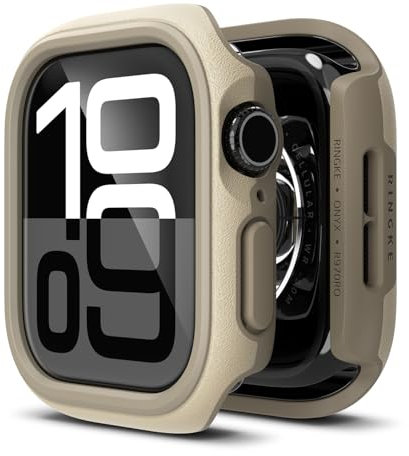 Ringke Onyx Compatible with Apple Watch 11/10 46mm Hülle, Slim Snug Fit Stoßfest Kratzfest Bumper Handyhülle mit Einzigartigem Textur Design und Rahmen Schutz - Gray Sand