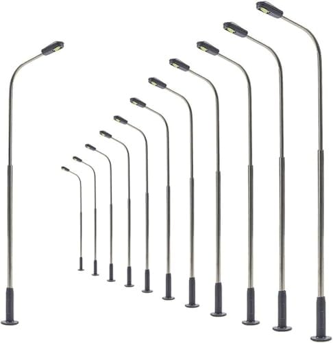 12 Stück Modelleisenbahn Laternenpfahl, 12 V Modell Außenleuchten Modell Gebäude Kit Straßenlaterne,14CM Modell Bahn Lampe Gartenlampen
