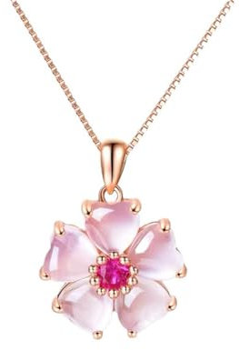 Collier Pendentif Fleur Rose Pour Les Femmes Cz Crystal Fleurs De Cerisier Délicat Collier De Choker Gemstome Coeur d’Amour Rose Belle Pierre Artificielle Mariage Meilleurs Bijoux Pour Amis Amant