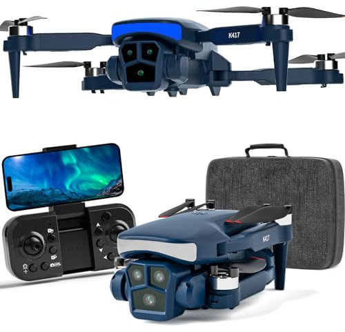 Karuisrc Drohne Professional with 1080P HD FPV Camera mit Blauer LED,Mini Drone FPV RC für Kinder Schwerkraftsteuerung Gesten Selfie Windresistent Headless Modus,Modulare Batterie