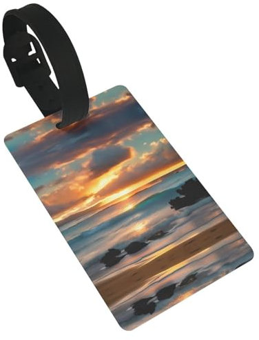 Beach Maui Hawaii Sonnenuntergang Meer Wellen Wolken Druck Vielseitige Gepäckanhänger für Koffer Reisetaschen Koffer Rucksäcke Gepäckanhänger