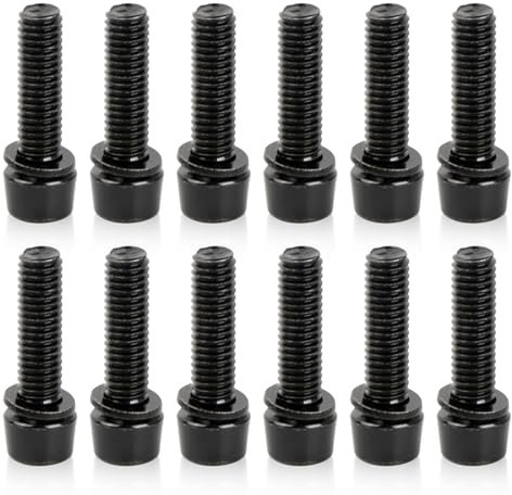 12 viti per attacco manubrio bicicletta M5 x 18 mm, viti M5, viti coniche per bicicletta (nero)