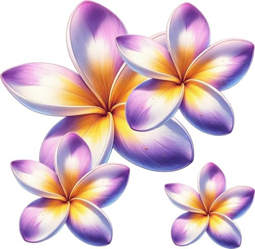 x8 Purple Plumeria Flower Vinyl Sticker, Floral Decal Cover up Marks, Weatherproof & Vibrant, Multi-Purpose Ideal for Wall, Bin, Car, Laptop, Bike, Dustbin. Camper Van & More (Purple Plumeria)