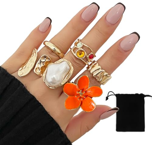 Vintage Boho Fingerringe für Damen, gestapelte Ringe, Herren und Damen, 6 Stück