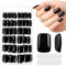 MELLIEX 240 Pièces Faux Ongles Courts Carrés Noirs Capsules Ongles à Coller 10 Tailles Acrylique Couverture Complète Press On Nails