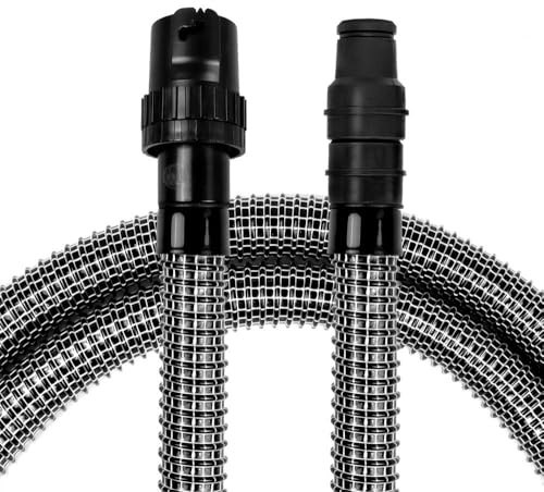 PRIMEBAG Gewebeschlauch 5m Schwarz passend für Einhell TC-VC 1820 | 1825 1930 SA BT-VC 1450 5, Schlauch Stahlfeder Fadenverstärkt Meter, mit, extrem flexibel und robust