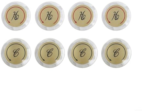 Marchfunny 8pcs Hot and Cold Faucet Index Buttons Replacement for Double Handle Faucets with Acrylic and Chrome Plate Design