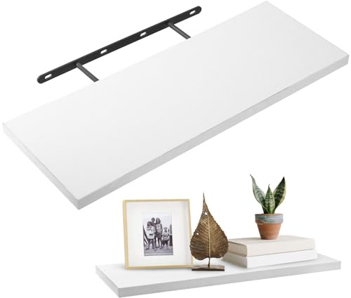 Peygre 1 Pc Étagère Flottante en Bois Blanche, 40x15x1,5 cm