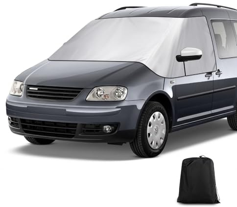 Coviek Frontscheibenabdeckung Wohnmobil für VW Caddy ab 2004, Wasserdicht | 600D Sonnenschutz mit Weichem Futter, UV-Schutz und Winddicht für den Außenbereic