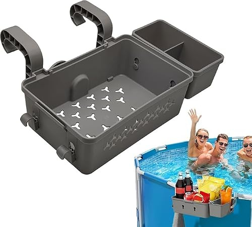 Générique Panier Rangement Piscine Accessoires Organisateur de Piscine Inclus latéral Panier de Piscine et Porte-Gobelet Multifonctionnels Paniers en Plastique pour Piscines Hors Sol Baignoire (A)