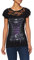Spiral - Waisted Corset - Lace Layered Cap Sleeve Top Black - M