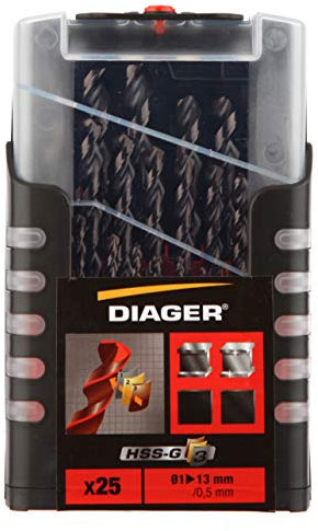 Coffret de 25 forets HSS G3 revêtu TialN – Ø1 à 13 / 0,5mm – DIAGER