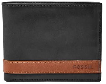 Fossil Herren Quinn Leder Bifold Wallet, Schwarze Flip-Id, Einheitsgröße