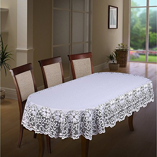 MforStyle Ovale Spitzen-Tischdecke, Weiß, Größe L oder M, Premium-Qualität (140 x 220 cm)