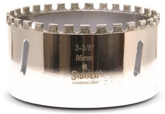 Starrett Diamond Grit Hole Saw - D0338 Ceramic and Tile Drill Cutter - For Brick Glass Marble Slate Stone Porcelain - 86mm (3.3/8 inch)