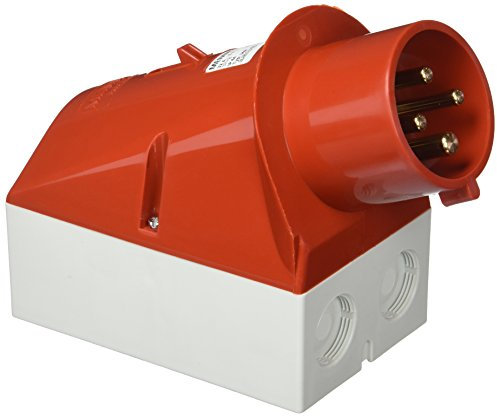 Mennekes 101200043 Wandsteckdose, CEE, 400 V, 50-60 Hz, 32 A, 4-polig, IP 44, Rot
