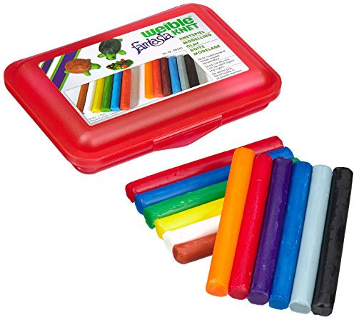 Weible Spiele 08340-1 - Schul-Knetbox mit 12 Rollen Knetmasse, rot, Sortiert