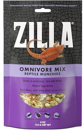 Zilla Reptile Munchies, Omnivore Mix, Dehydrated and Sun Dried Vegetables and Insects, 4 Ounces