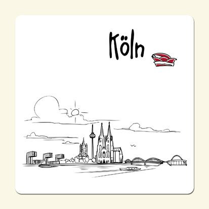 Untersetzer 2er Set Skyline Köln weiß