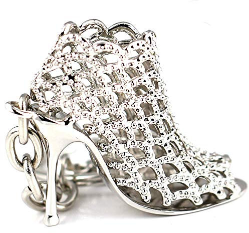 Cutefly 86113 Schlüsselanhänger mit High-Heel-/Stöckelschuh-Design, hohl, silberfarben, kreatives Mode-Accessoire, Geschenkidee für Damen, silber, S
