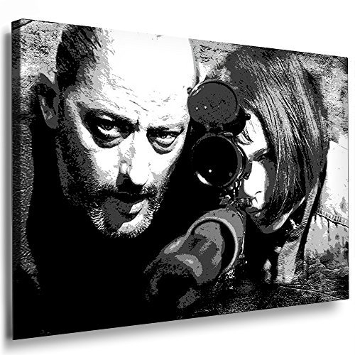 Fotoleinwand24 Bild auf Keilrahmen - Leon Der Profi AA0165 / Schwarz-Weiß / 40x30 cm