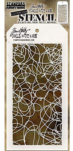 Stampers Anonymous Tim Holtz Doodle Schablone, Synthetisches Material, durchsichtig, 28.3 x 11.4 x 0.1 cm