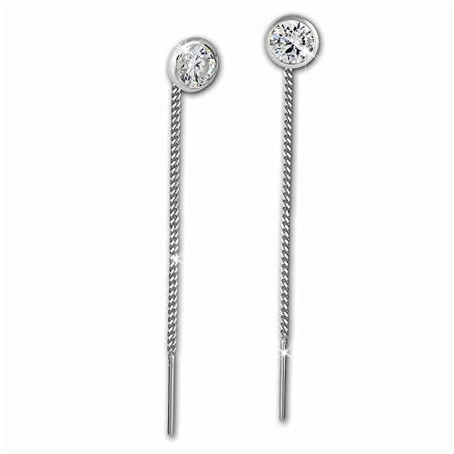SilberDream Ohrringe 5mm für Damen 925 Silber Ohrhänger Zirkonia weiß SDO5965W Silber Ohrhänger