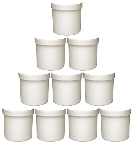 Viva-Haushaltswaren Gabriele Hesse e.K. 10 barattoli Vuoti per Crema da 250 ml, in plastica Bianca, per Alimenti, Senza BPA, Made in Germany