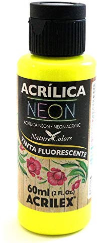 ACRILEX NEÓN Pintura ACRÍLICA Fluorescente Color Verde 60 ML (102 Amarillo LIMÓN)