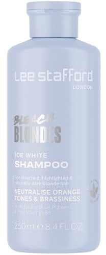 Lee Stafford Blue Toning Shampoo | Bleach Blonde Ice White - Corrects Brassy & Yellow Orange Tones to Silver Platinum, Great for HIghlighted, Bleached, & Naturally Dark Hair, No Purple, 250 ml