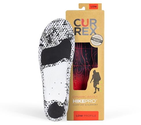CURREX HikePro Einlegesohle – Deine neue Dimension des Wanderns. Dynamische Performance Einlegesohle für Walking, Hiking oder Spaziergänge,Rot (Low Profile),EU 42-44 (Tag L)