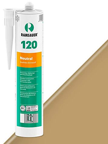 RAMSAUER 120 Neutral (Eiche Dunkel) - 310ml Kartusche, Silikon Dichtstoff zur Versiegelung von Einscheiben-, VSG-, & Isoliergläsern, haftet auf Holz, Glas, Metall, witterungsbeständig, elastisch