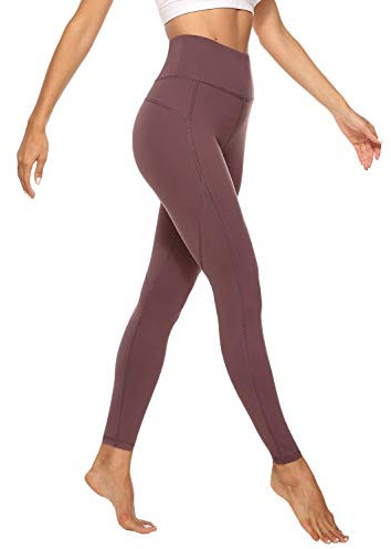 JOYSPELS Sporthose Damen Lang, Sport Leggins für Damen High Waist, Yoga Leggings Yogahose Sportleggins Tights, Braunrot, L