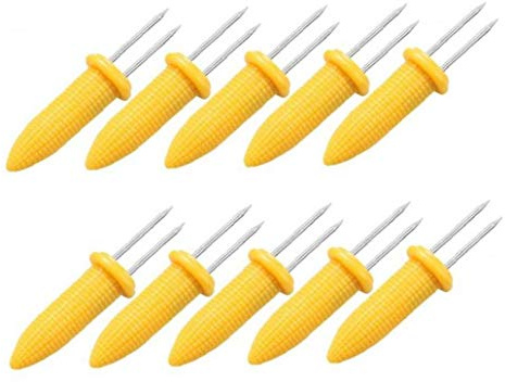 CULER 10PCS Edelstahl Corn Gabeln Halter Maiskolben Spieße für Küche Barbecue Camping Picknick