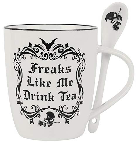 Alchemy England 1977 Freaks Like Me Drink Tea Unisex Cup White-Black, Porcelain,