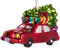 BRUBAKER Auto mit Weihnachtsbaum auf dem Dach Rot - Handbemalte Weihnachtskugel aus Glas - Mundgeblasener Christbaumschmuck Figuren lustig Deko Anhänger Baumkugel - ca. 12 cm