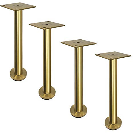 pingping1991 4er Set Möbelfüße,Edelstahl Tischbeine,Verstellbare Schrankfüße,Rund,Metall Möbelfüsse,Gebürstet Möbelbeine,Inklusive Anschraubplatte,für Sofa,TV-Schrank,Nachttisch,Schrauben(gold210mm)