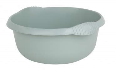 Plastic Colorful Washing Up Bowl Round Shape 28,32,36 cm Plastic Bowls Kitchen Basin Sink (Silver Sage, 28 CM)