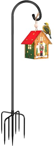 Derkniel Schäferhaken, 238 cm hoch, robust, Metall, zum Aufhängen, für Vogelfutterstangen, Pflanzkörbe, Schwarz (1 Stück)