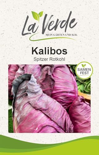 La Verde MEIN GARTEN UND ICH. Kalibos Spitzkohl Samen für ca. 80 Pflanzen, spitzer Rotkohl, ideal für Rohkost, samenfestes Saatgut ohne Gentechnik