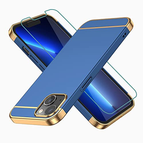 MOFI Ultra Slim Design für iPhone 13 Hülle, Stoßfeste Schutzhülle mit [1 x Displayschutzfolie] Hard Cover (6,1 Zoll) 2021 - Blau