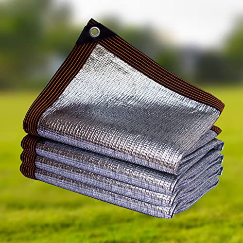 Zlovne Aluminiumfolie Schattennetz Sonnenschutznetz,99% Reflektierendes und Wärmeisolierender Schattiergewebe,Anti-Aging Schatten Tuch Sonnensegel für Gewächshaus/Hinterhof (5x8m)
