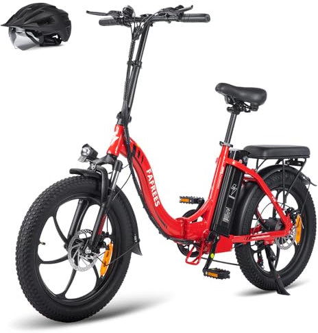 Fafrees 2025 F20 E Bike Klapprad 20 Zoll [ Offiziell ] Herren Damen Fatbike 16AH/ 20AH Akku, Elektrofahrrad 250W Tiefereinstieg, Fat Ebike 140kg, E Mountainbike Erwachsene 25km/h (16AH Akku, Rot)