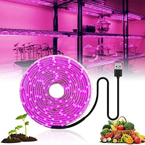 LED Grow Light Strips,Waterproof Full Spectrum Plant Grow Light,USB 16ft 300LEDs, Flexible Growing Lamp for Indoor Plants Succulents Hydroponics Greenhouse Gardening (2M)
