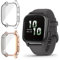 Niboow Hülle [2-Stück] Kompatibel mit Garmin Venu Sq 2, mit Kratzfest ​Displayschutzfolie, Soft TPU Stoßfestes Schutzhülle Kompatibel mit Garmin Venu Sq 2 - Roségold + Transparent