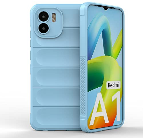 ESTH® Liquid Silicone Hülle für Xiaomi Redmi A1 mit Antibakteriellem Schutz und Kratzfestes weichem Mikrofaserfutter, Rundumschutz Stoßfeste Handyhülle Case, Hellblau