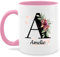 Tasse Tassen 325ml - Anfangsbuchstabe - Buchstabe anpassbar mit Name I Geschenk Initialen - 325 ml - Rosa - kaffeetasse selbst beschriften buchstabentasse buchstaben a glühweintassen