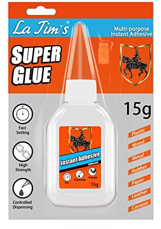LA TIM'S Super Glue, 15 Gram, Clear, Dries in Just 10 Seconds, Instant Bond Strong Adhesive for Plastic, Wood, DIY & Crafts