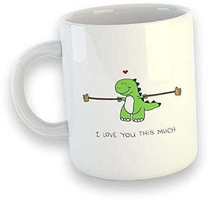 Generico Tazza Mug personalizzata I Love You This Much Idea Regalo San Valentino Anniversario Compleanno Natale Love Amore anniversario Coppia Colazione Cucina The Tè Camomilla Tisana Caffè 1